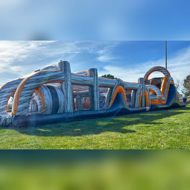Inflatable obstacle course rental setup