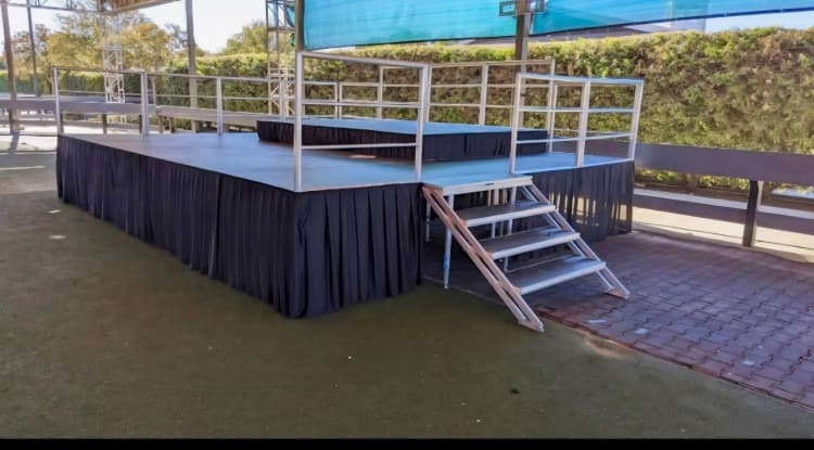 Black top aluminum stage rental