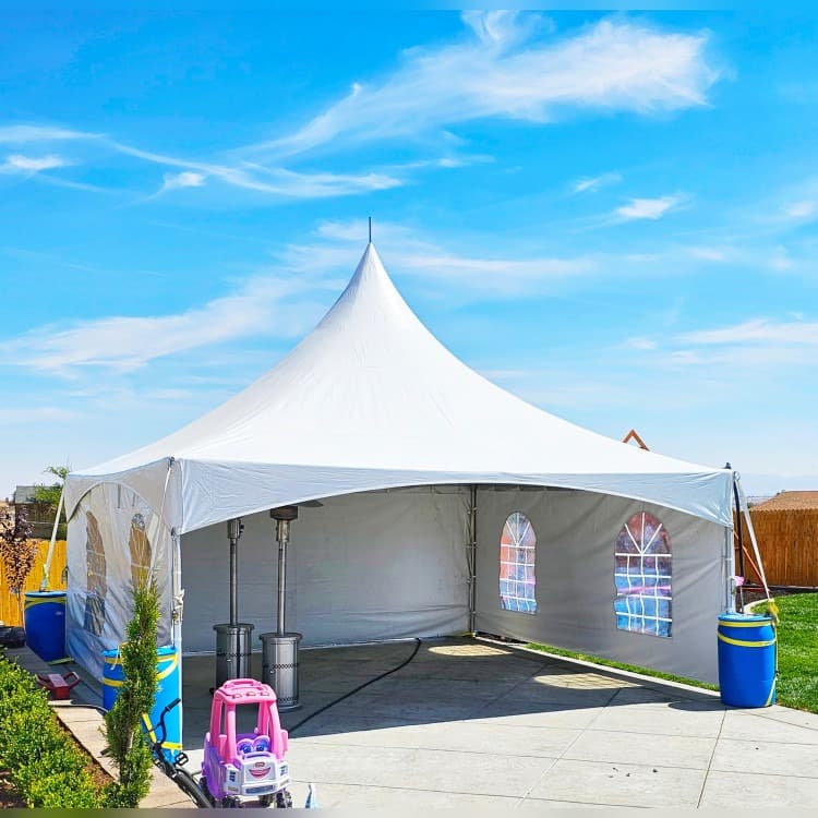 Outdoor tent canopy rental setup