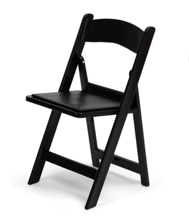 Black resin folding chair rental