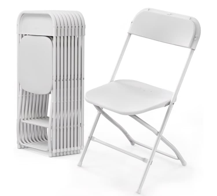 White plastic stacking chair rental