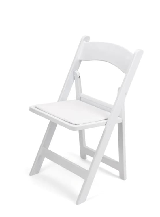 White resin folding chair rental